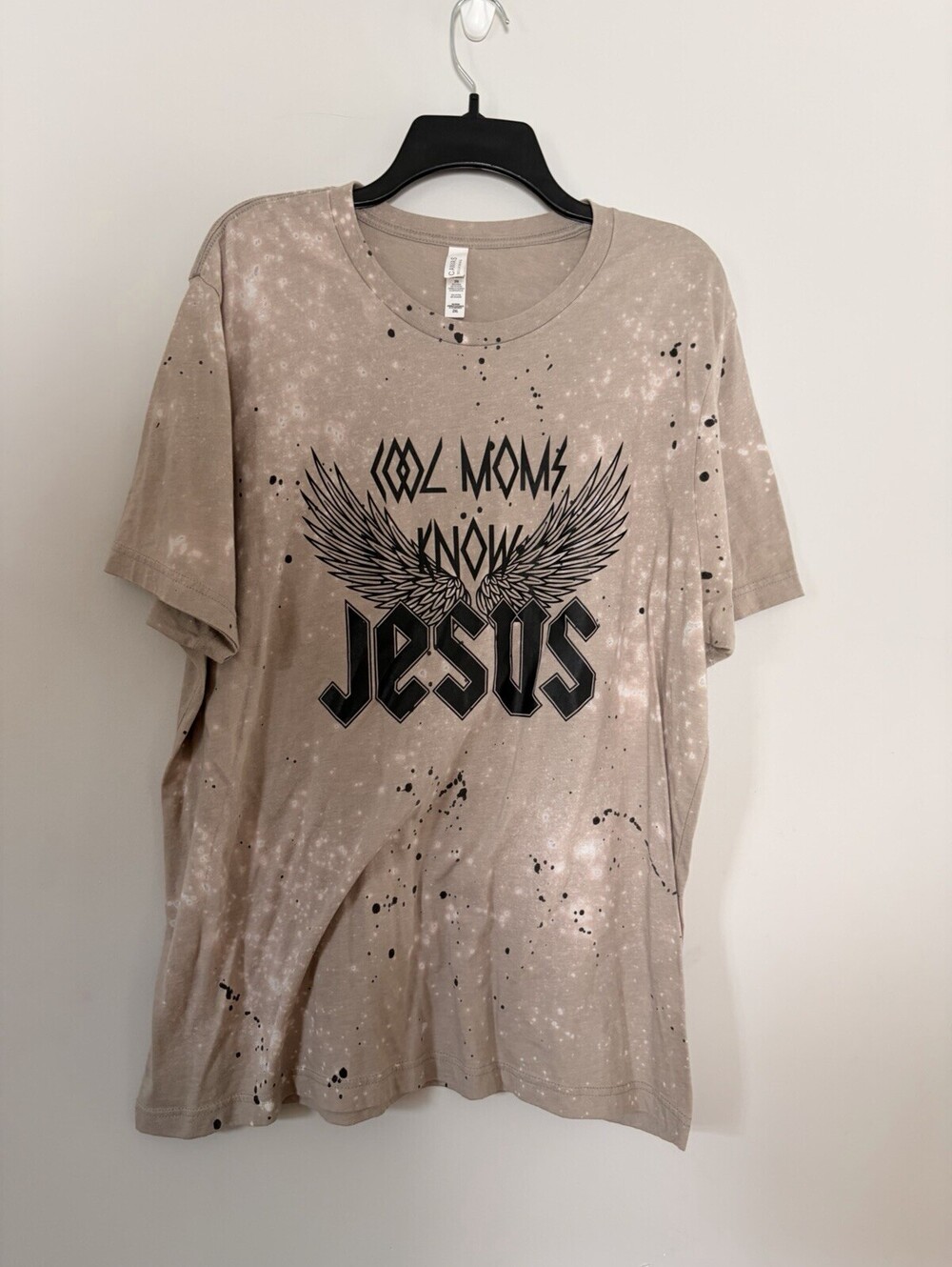 2XL Brown Tan Tee Cool Moms Know Jesus Splatter Bleach Bella Canvas Soft Shirt